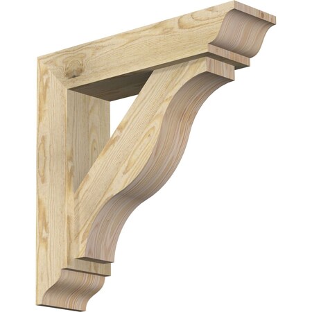 Ekena Millwork Funston Traditional Rough Sawn Bracket w/ Offset Brace, Douglas Fir, 6"W x 24"D x 24"H BKT0604X24X24FST01RDF